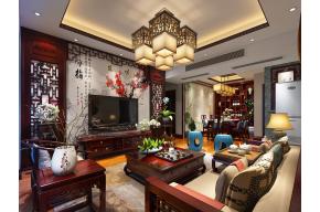 新中式客餐厅卧室3D模型效果图