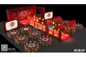 中式婚礼舞台模型效果图
