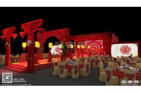中式婚礼舞台模型效果图
