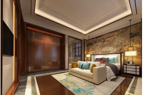 新中式酒店客房3D模型效果图