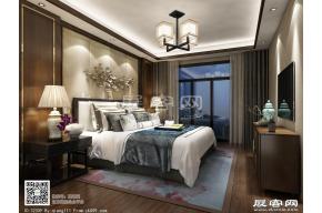 新中式卧室3D模型效果图