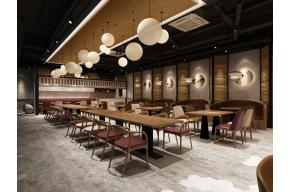 新中式餐厅空间3D模型效果图