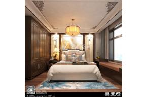 新中式卧室3D模型效果图